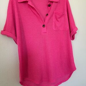 Pink Button-Up Knit Top